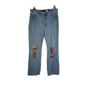 Vintage 90s Rose Floral Patchwork Faded Baggy Jeans Skater Streetwear